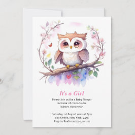 Whimsique Woodland Uggla Baby Shower Inbjudningar