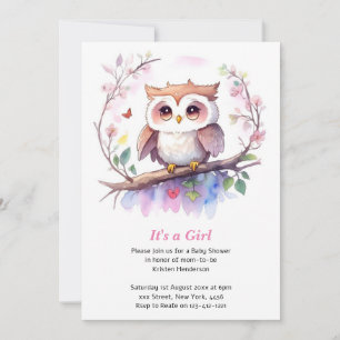Whimsique Woodland Uggla Baby Shower Inbjudningar