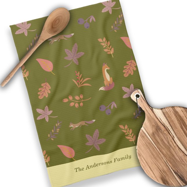 Whimsique Woodlands faller under Vibes Personalize Kökshandduk (Skapare uppladdad)