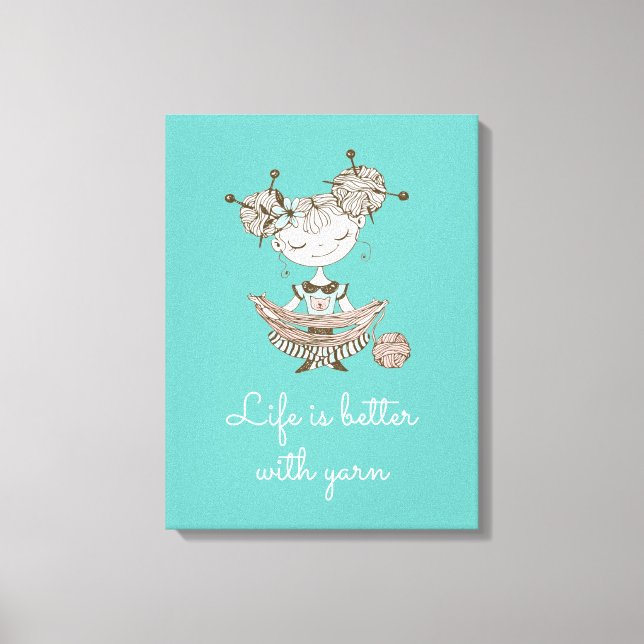 Whimsique Yarn Älskare Girl Canvastryck (Framsida)