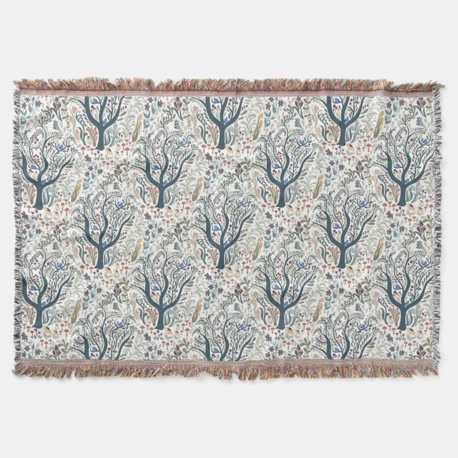 Whimsiques Folk Art Forest Earth Tones Filt (Framsidan)