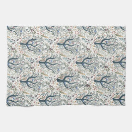 Whimsiques Folk Art Forest Earth Tones Kökshandduk