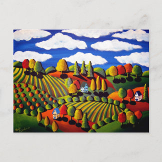 Whimsisic Folk Art Fall Ligcape-postkort Vykort