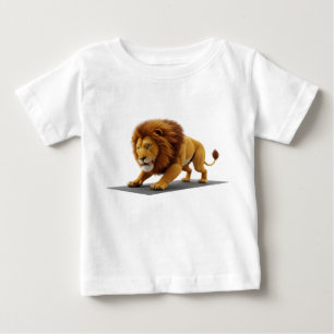 Whimsisk 3D-rendering av ett lejon som gör yoga på T Shirt