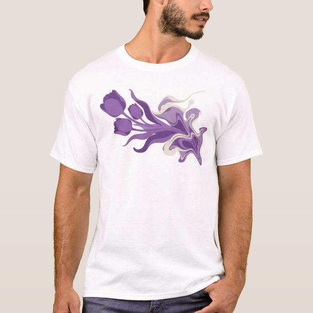 Whimsisk ABSTRAKT BLOMMA Visuell Design T Shirt (Framsida)