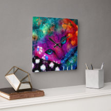 Whimsisk Abstrakt Dreamy Kattunge Teal Lila