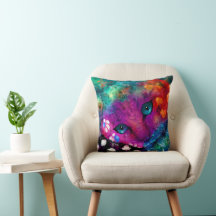 Whimsisk Abstrakt Dreamy Kattunge Teal Lila