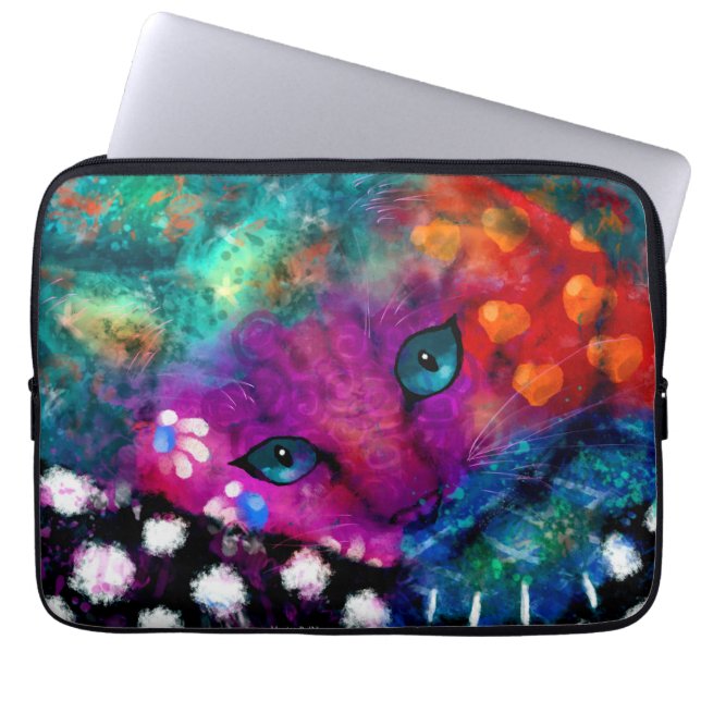 Whimsisk Abstrakt Dreamy Kattunge Teal Lila Laptop Fodral (Framsidan)