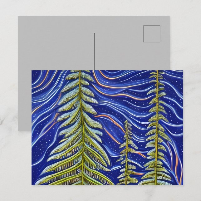 Whimsisk Abstrakt Evergreens Vykort (Fram/baksida)
