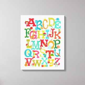 Whimsisk Alphabet för barn Stretched Canvas Art