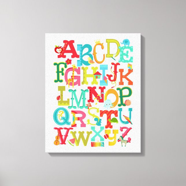 Whimsisk Alphabet för barn Stretched Canvas Art (Framsida)