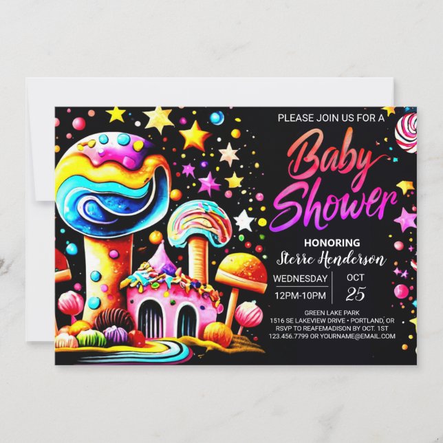 Whimsisk babyfolie av ljus och ljus inbjudningar (Framsida)