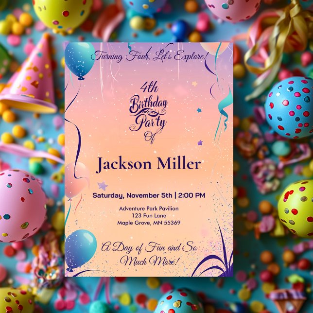 Whimsisk ballong Birthday Inbjudan med Red Panda (Skapare uppladdad)