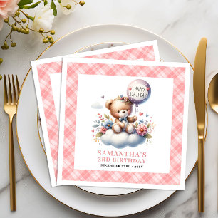 Whimsisk ballongflicka med teddybjörn och blommor  pappersservett
