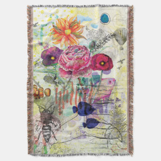 Whimsisk blandteknisk collagekonst filt