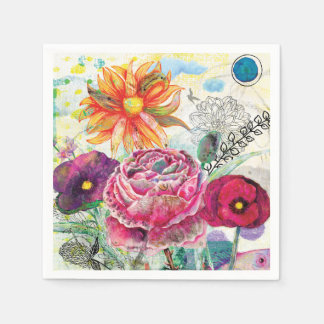 Whimsisk blandteknisk collagekonst pappersservett