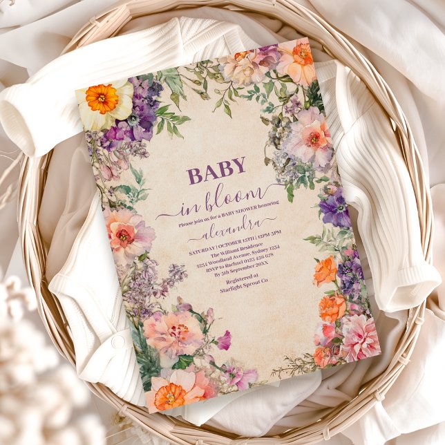 Whimsisk Blommigt för vattenfärg Inbjudningar (Skapare uppladdad)