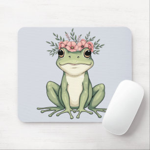 Whimsisk Blommigt Frog Cottagecore Art Musmatta