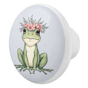 Whimsisk Blommigt Frog Cottagecore Art Trivet Knopp