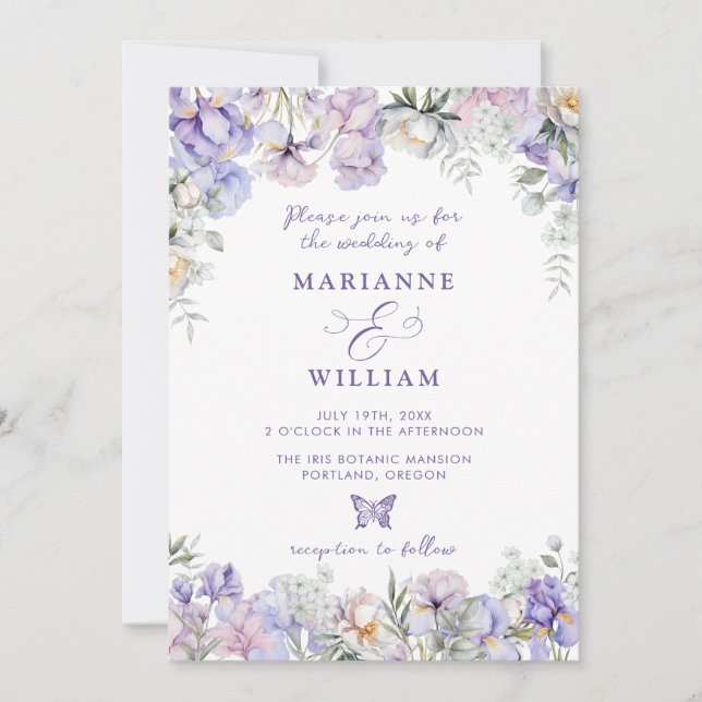 Whimsisk Blommigt Romantic Garden Wedding Inbjudningar (Framsida)