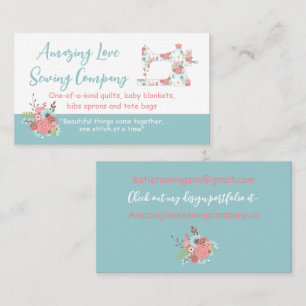 Whimsisk Blommigt Sewing Maskin Business Car Busin Visitkort