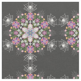 Whimsisk blommigt Spiders mandala-väv Tyg