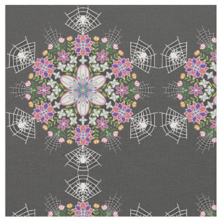 Whimsisk blommigt Spiders mandala-väv Tyg