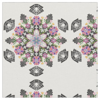 Whimsisk blommigt Spiders mandala-väv Tyg