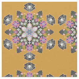 Whimsisk blommigt Spiders mandala-väv Tyg