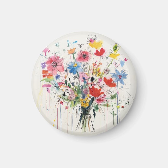 Whimsisk blomster-, blommig magnet (Framsidan)