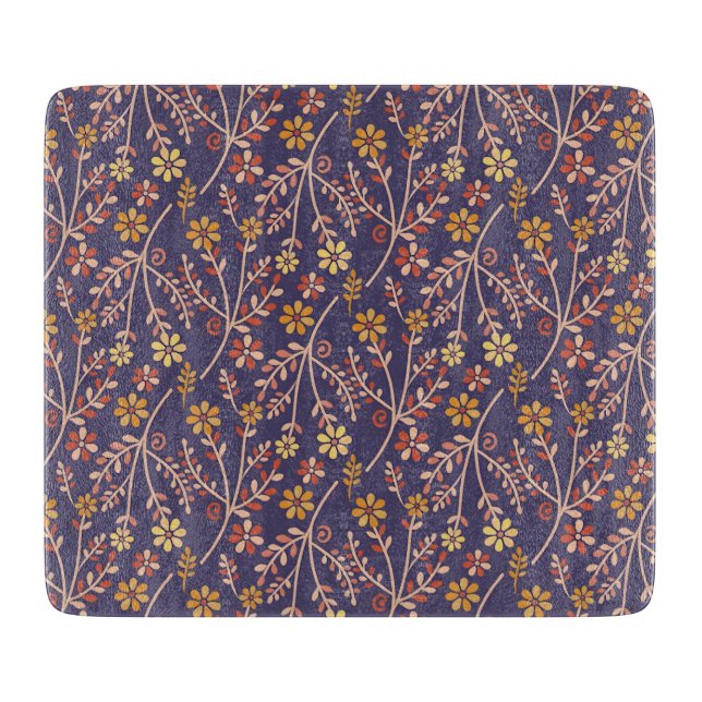 Whimsisk blomsterdesign med vinrankor på lila bakg (Framsidan)