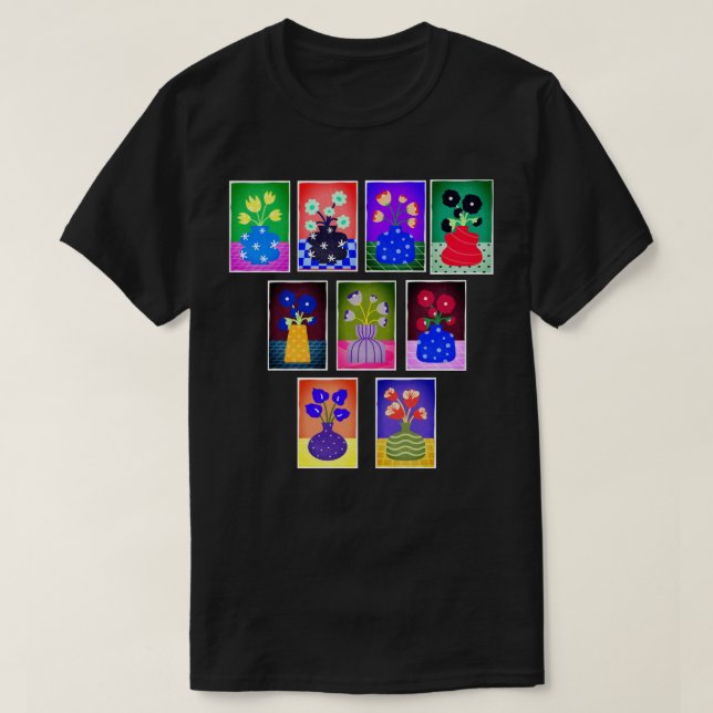 Whimsisk blomvasgalleri t shirt (Design framsida)