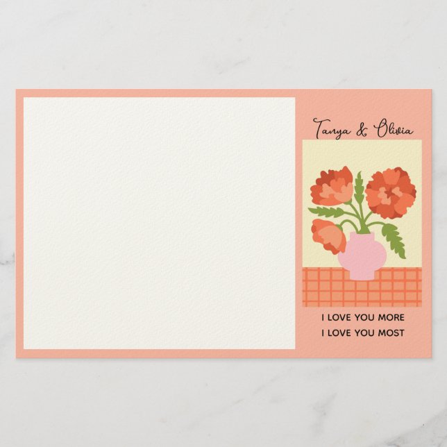 Whimsisk blomvasillustration Design Brevpapper (Framsida)