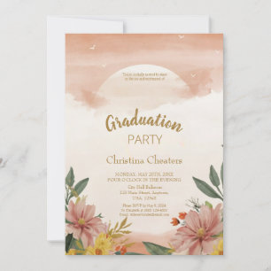 Whimsisk Bohemian Sunset Peach Fuzz Studenten Inbjudningar