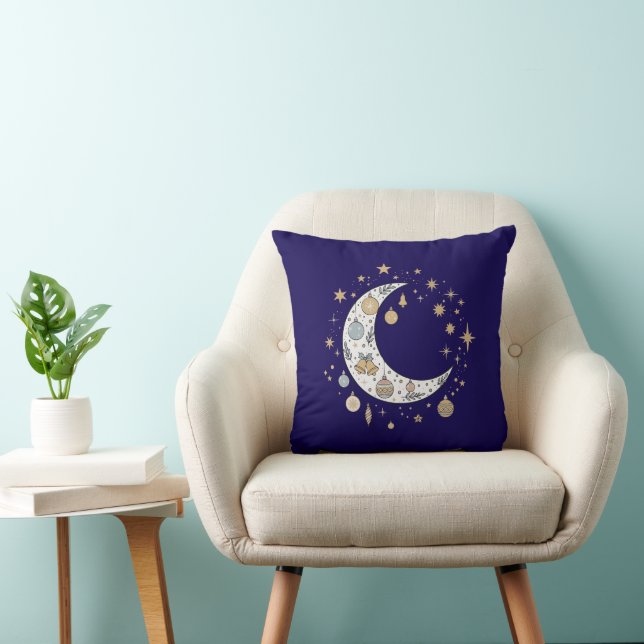 Whimsisk Boho Celestial Julmåne & Stjärnor Kudde (Stol)