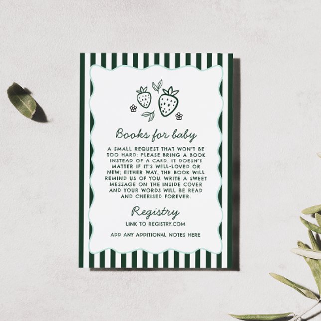 Whimsisk Bokar för Baby Bibliotek Tilläggskort (Locally Grown Books For Baby & Registry Details Enclosure Card)