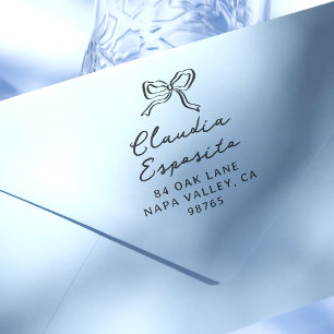Whimsisk Bow & Calligraphy Namn-Returadress Stämpel