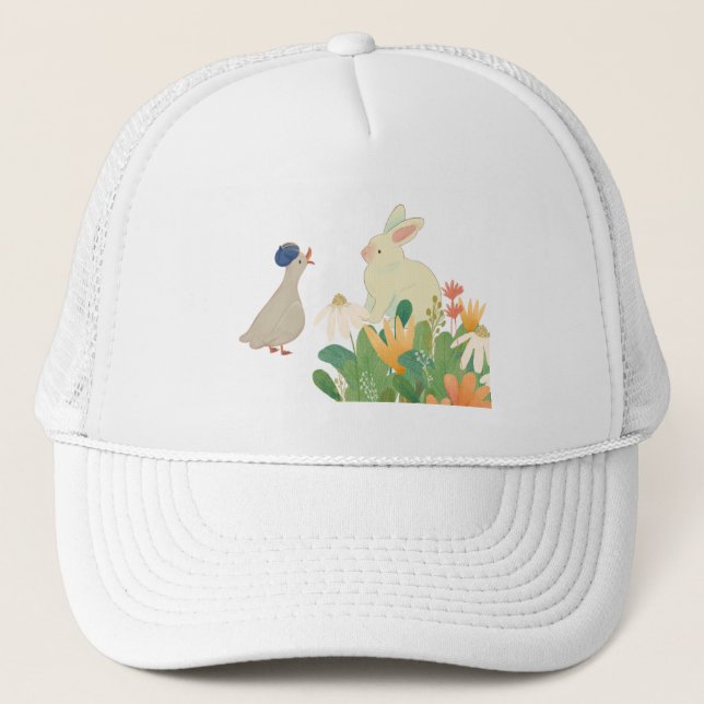 Whimsisk Bunny & Bird in Bloom - Cute Vår Fore Keps (Framsida)