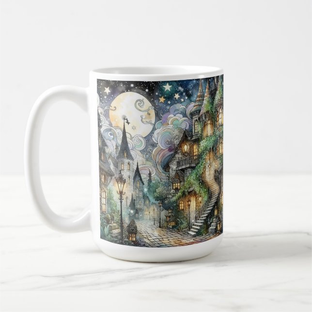 Whimsisk Cottagecore Fantasivärld Kaffemugg (Vänster)