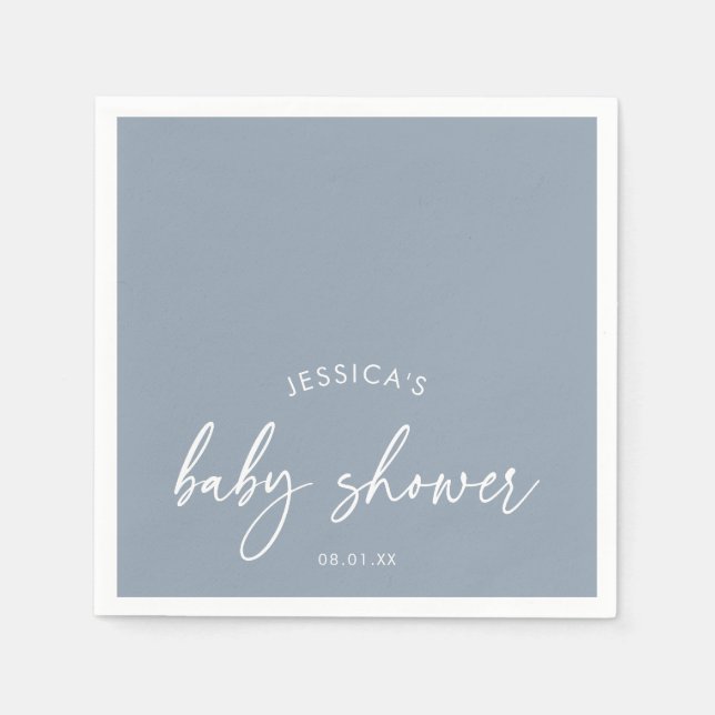 Whimsisk dammig blå minimalistisk baby shower pappersservett (Framsidan)
