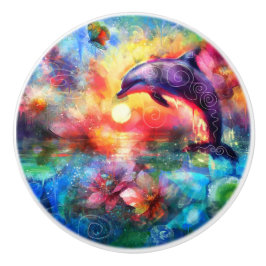 Whimsisk delfinskalk vid kustnära Nautisk Blommigt Knopp