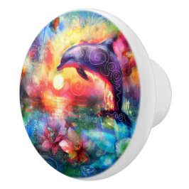 Whimsisk delfinskalk vid kustnära Nautisk Blommigt Knopp