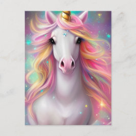 Whimsisk Detaljerad Fantasy Söt Kawaii Enhörning Vykort