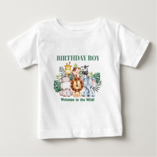 Whimsisk Djungelsafari Djur Födelsedag T Shirt