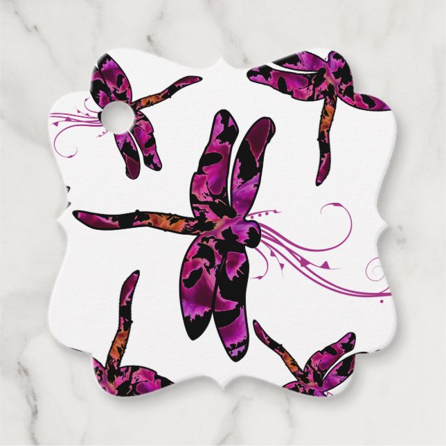 Whimsisk dragonflies gåvor etiketter (Framsida)