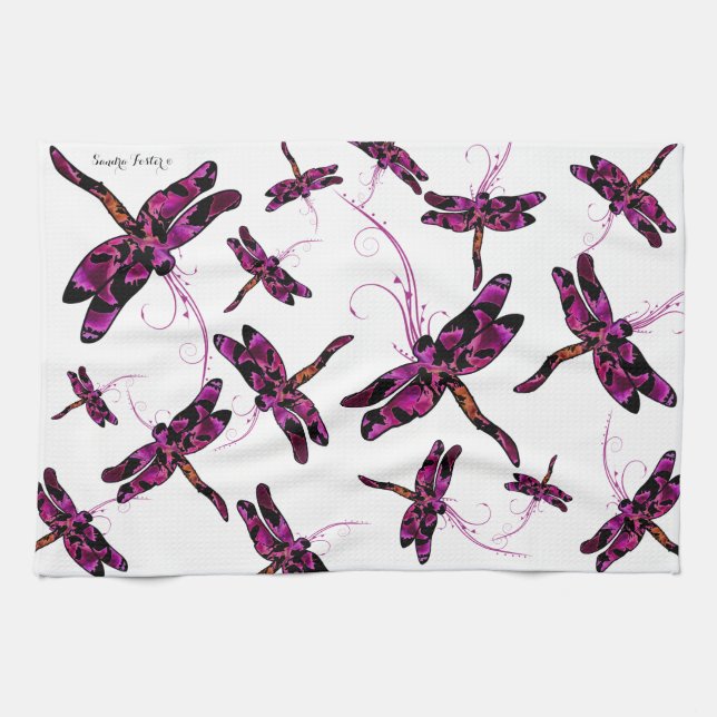Whimsisk dragonflies kökshandduk (Horisontell)