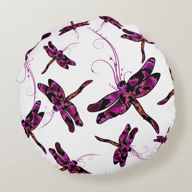 Whimsisk dragonflies rund kudde (Baksidan)
