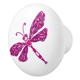 Whimsisk dragonfly rosa-tryckt konsthantknutor knopp