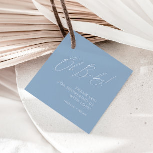 Whimsisk Dusty Blue Oh Baby Shower Tack Gåvor Etiketter