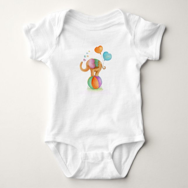 Whimsisk elefant djur cirkus akvarell t shirt (Framsida)